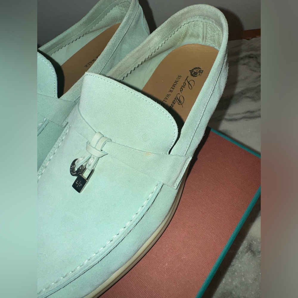 Loro Piana summer walk charm loafer in mint/ light blue - Picture 4 of 12